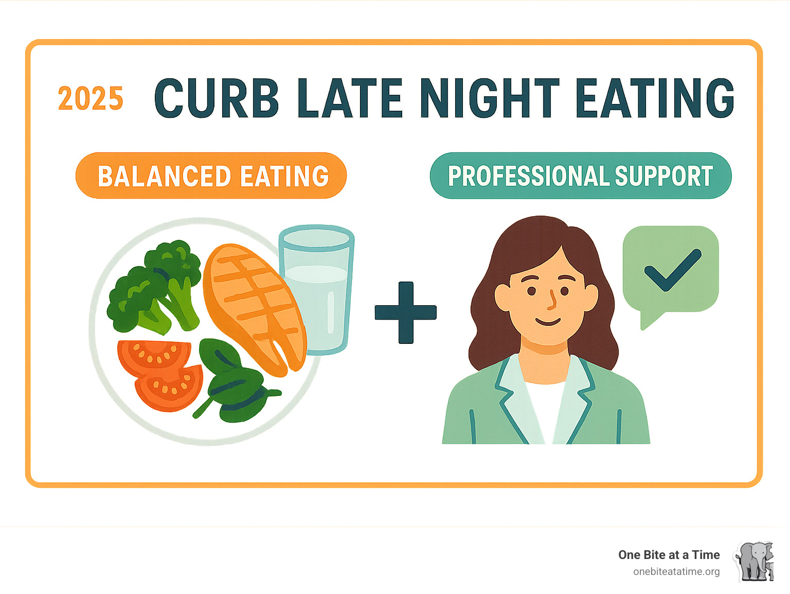 Infographic showing the benefits of balanced eating and professional support - curb late night eating infographic 