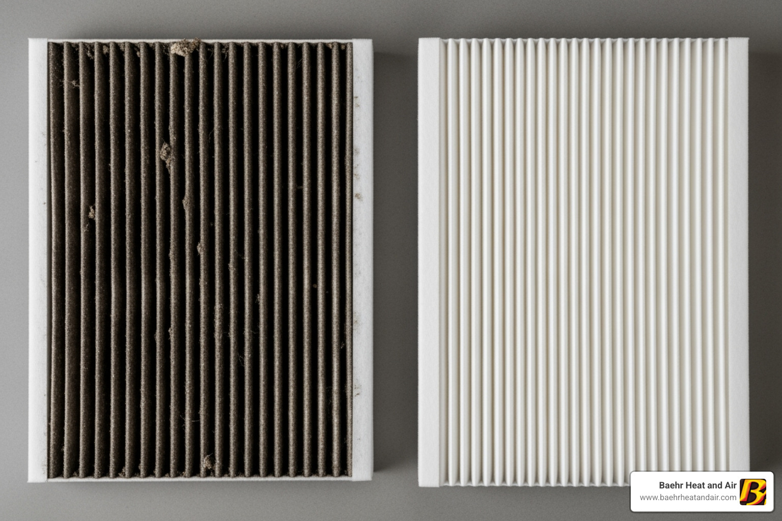 dirty air filter next to a clean one - Heating system broken dirty air filter next to a clean one - Heating system broken