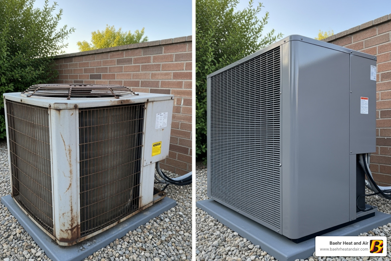 Comparing an old, rusty HVAC unit with a new, modern one - hvac grass valley Comparing an old, rusty HVAC unit with a new, modern one - hvac grass valley
