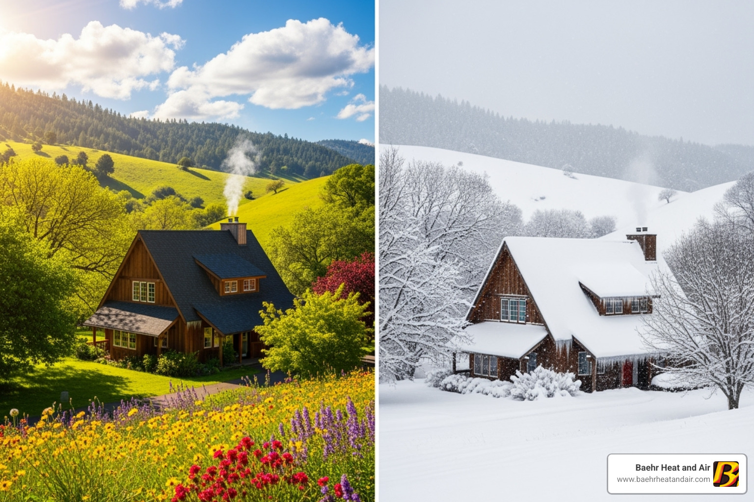 A home in Grass Valley with distinct summer and winter backdrops - hvac grass valley A home in Grass Valley with distinct summer and winter backdrops - hvac grass valley