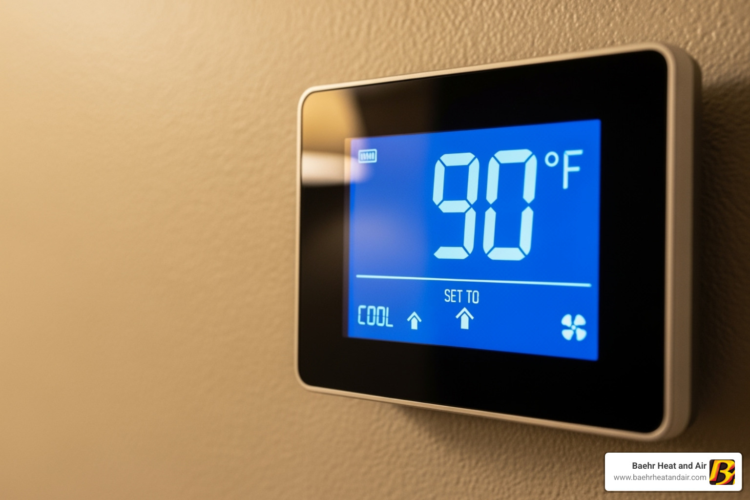A thermostat displaying a high indoor temperature despite the AC running - air con lincoln A thermostat displaying a high indoor temperature despite the AC running - air con lincoln