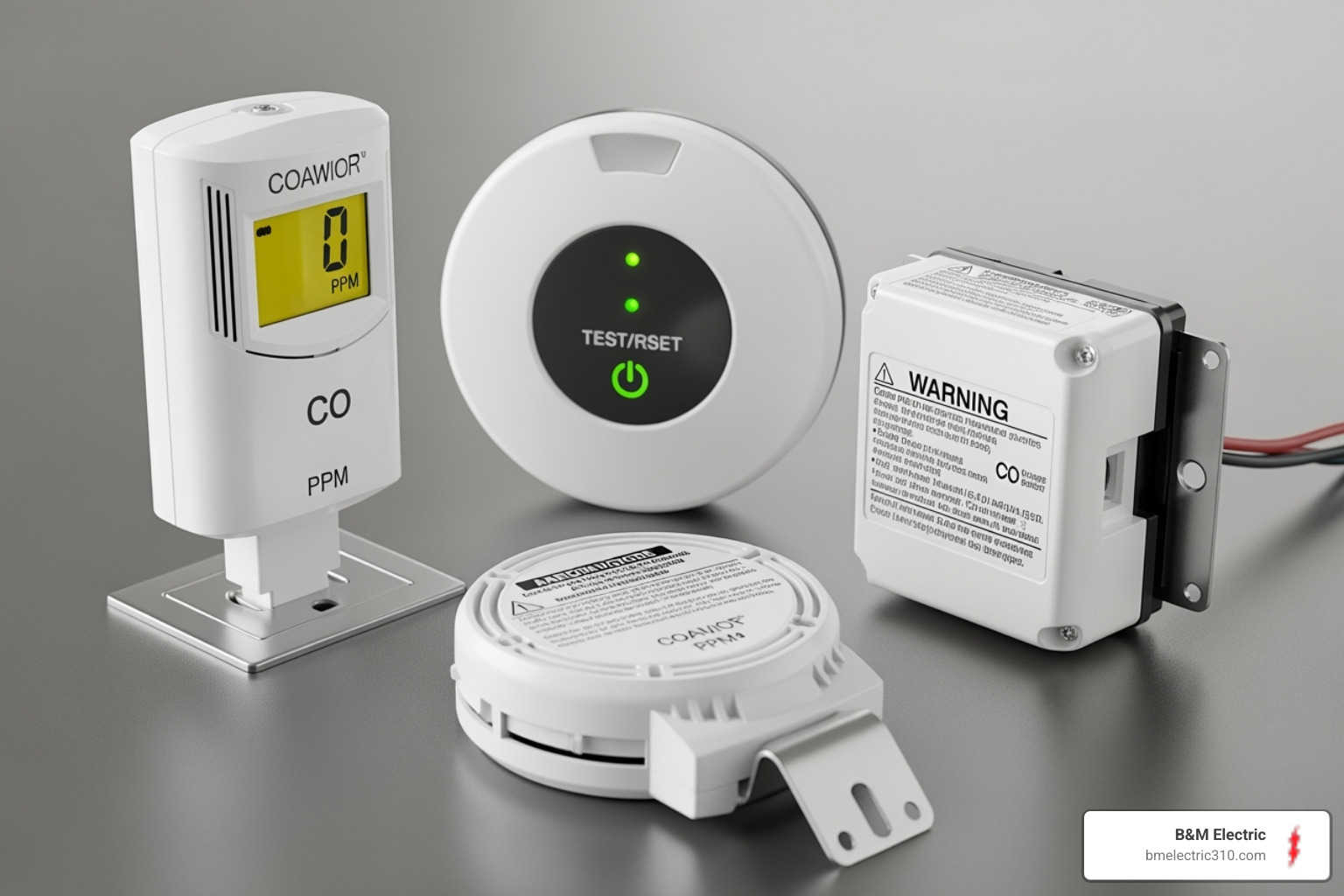 Different types of CO detectors (plug-in, battery, hardwired) - carbon monoxide detector installation
