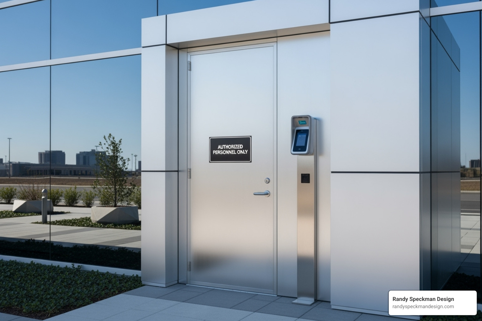 A secure data center entrance with biometric scanner - managed colocation hosting