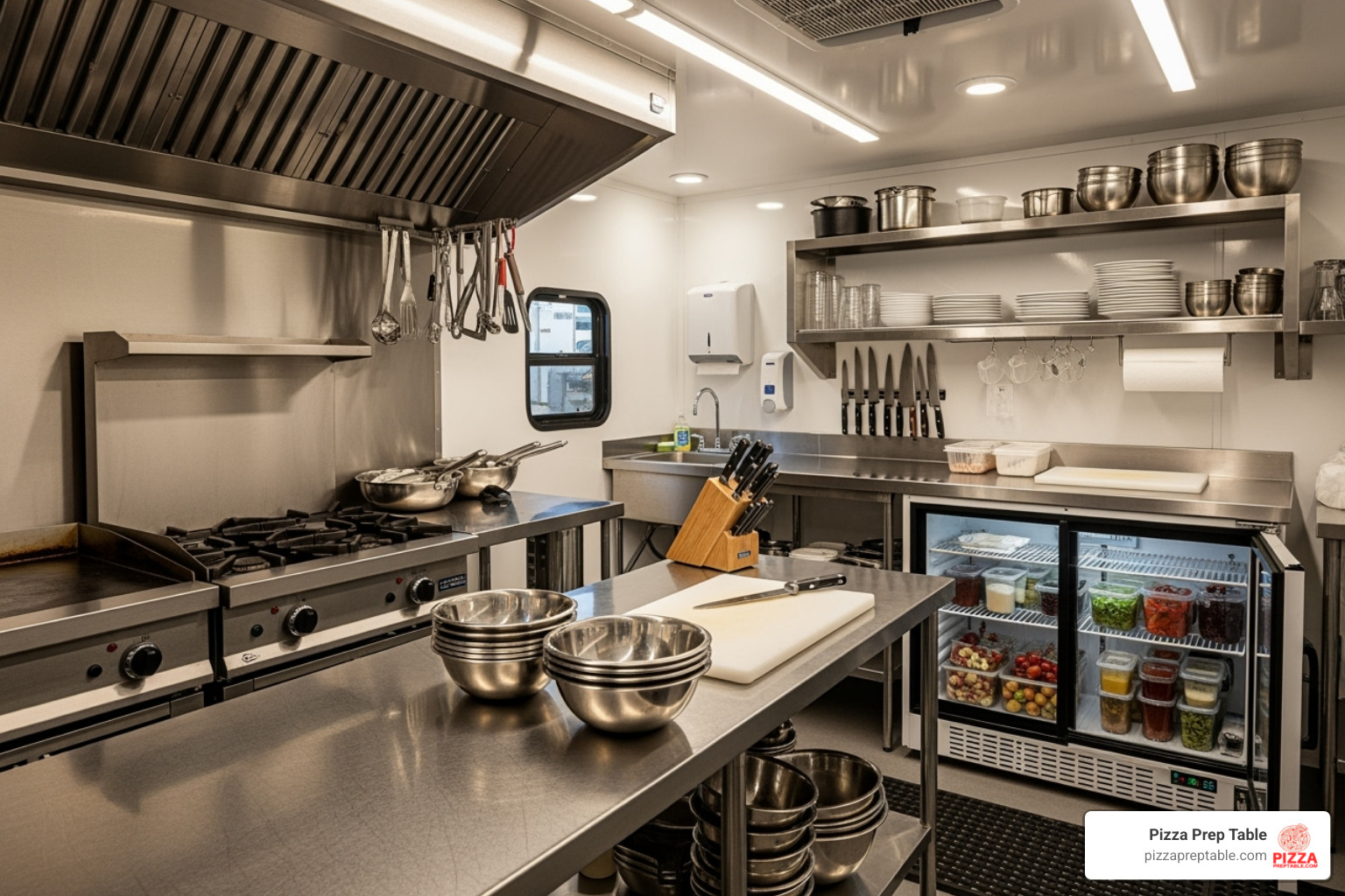 interior of a well-organized food trailer kitchen - food trailer with equipment interior of a well-organized food trailer kitchen - food trailer with equipment