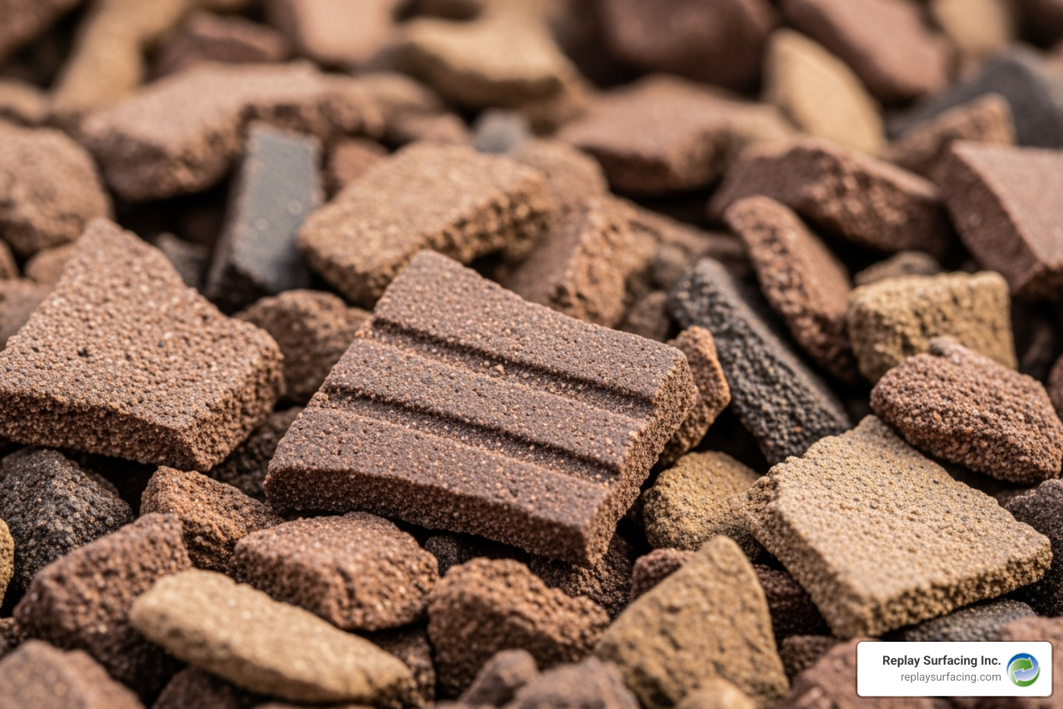 close-up shot showing the texture of brown rubber mulch - rubber mulch by the yard Charlotte NC