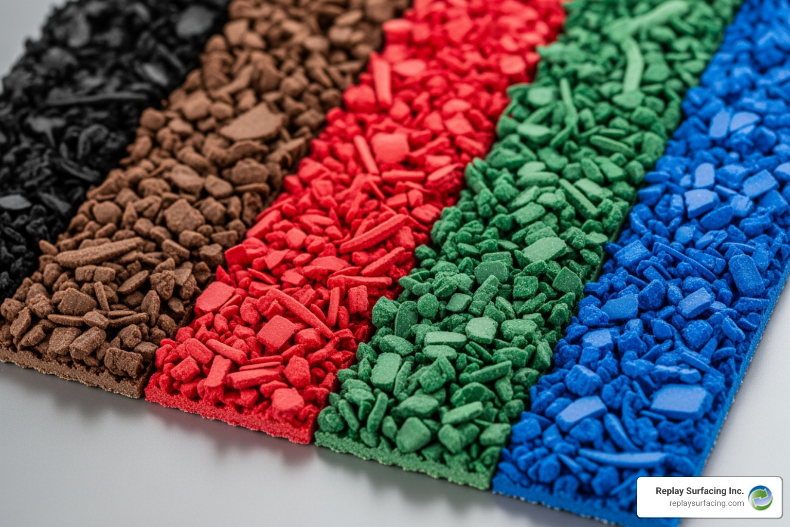 palette of different rubber mulch color samples - rubber mulch by the yard Charlotte NC