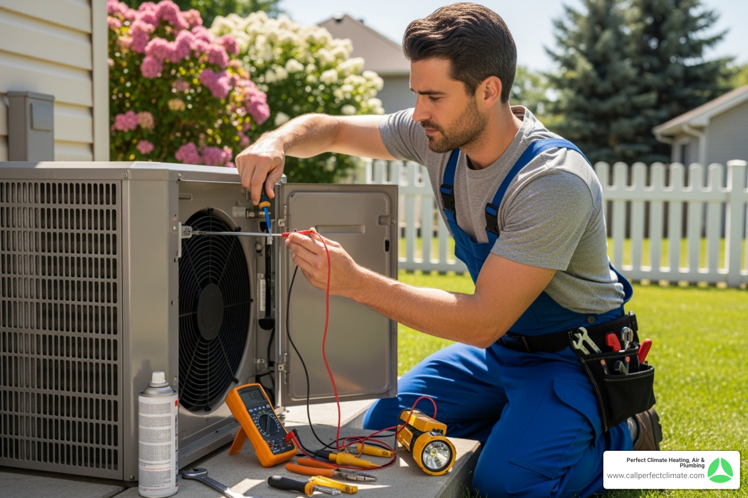 HVAC technician performing annual maintenance - HVAC warranty service