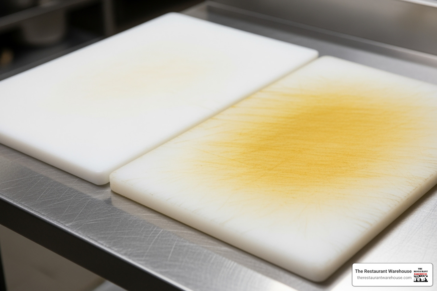 new vs worn cutting board - sandwich prep table cutting board