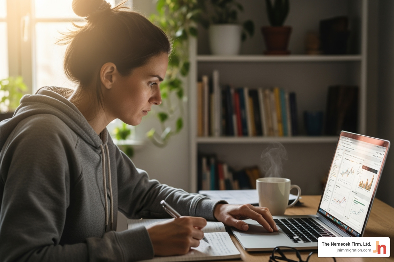 Person researching lawyers on a laptop - Immigration attorney Columbus Ohio