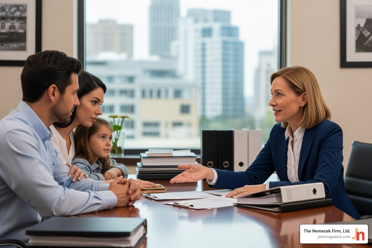Lawyer consulting with a family - Immigration attorney Columbus Ohio