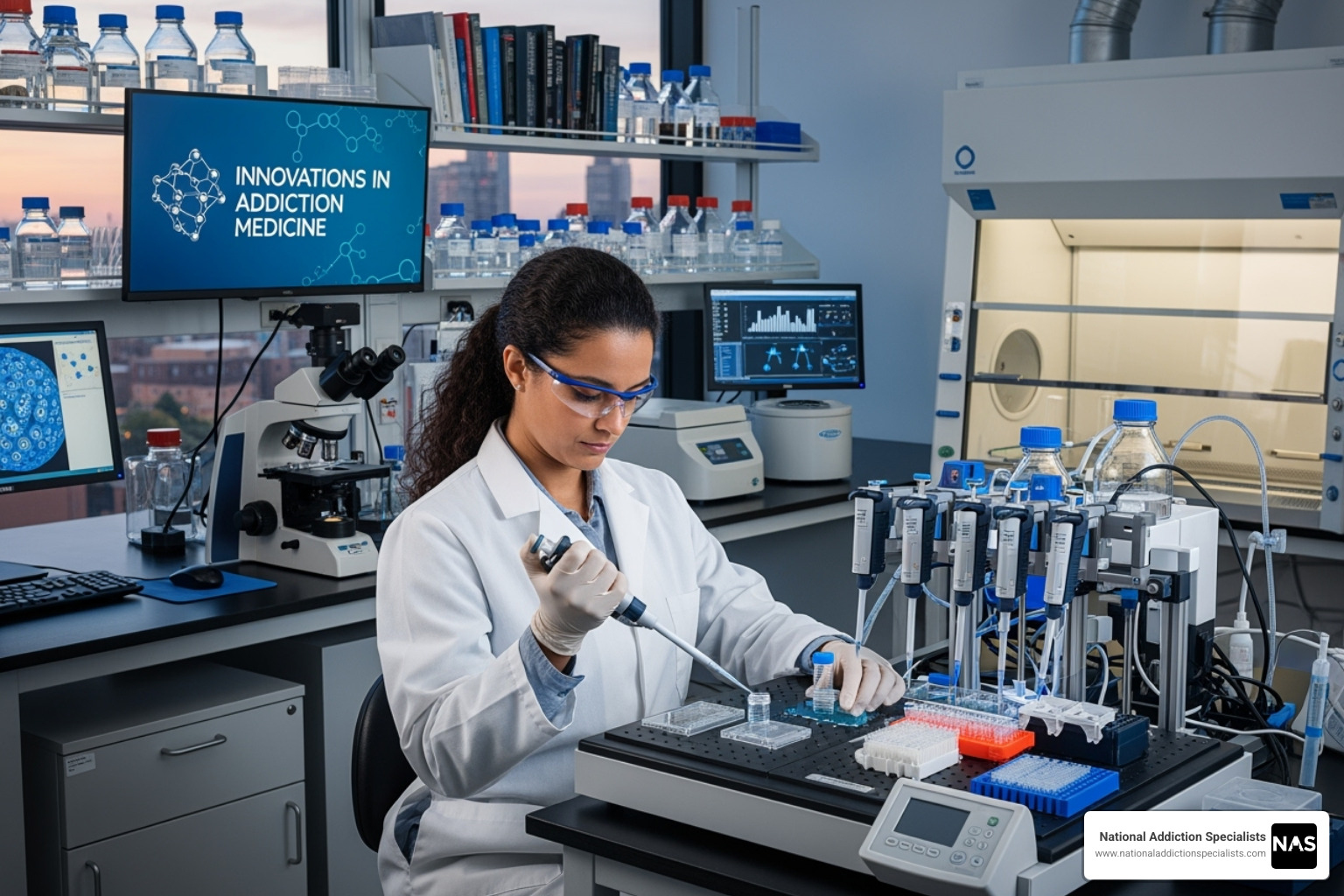 A research scientist in a lab, symbolizing ongoing innovation in addiction medicine - bupe