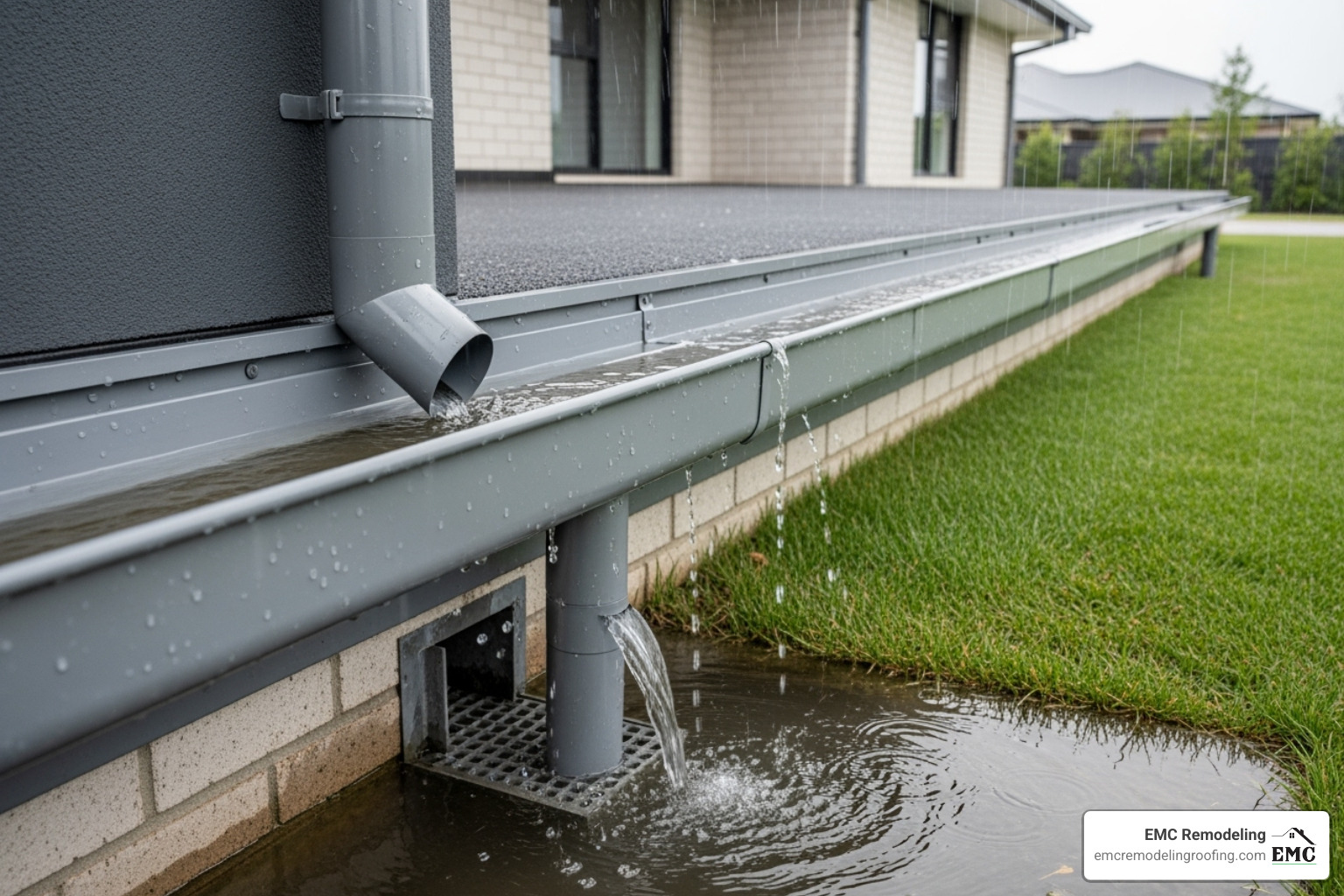 clean, free-flowing gutters on a house - fast roof repair