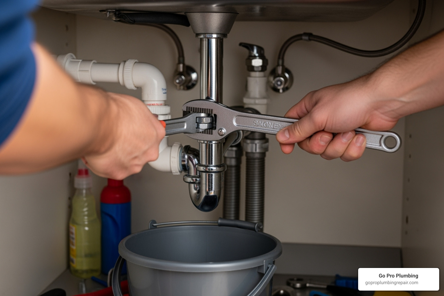 working under a sink with a basin wrench - changing out a kitchen sink faucet