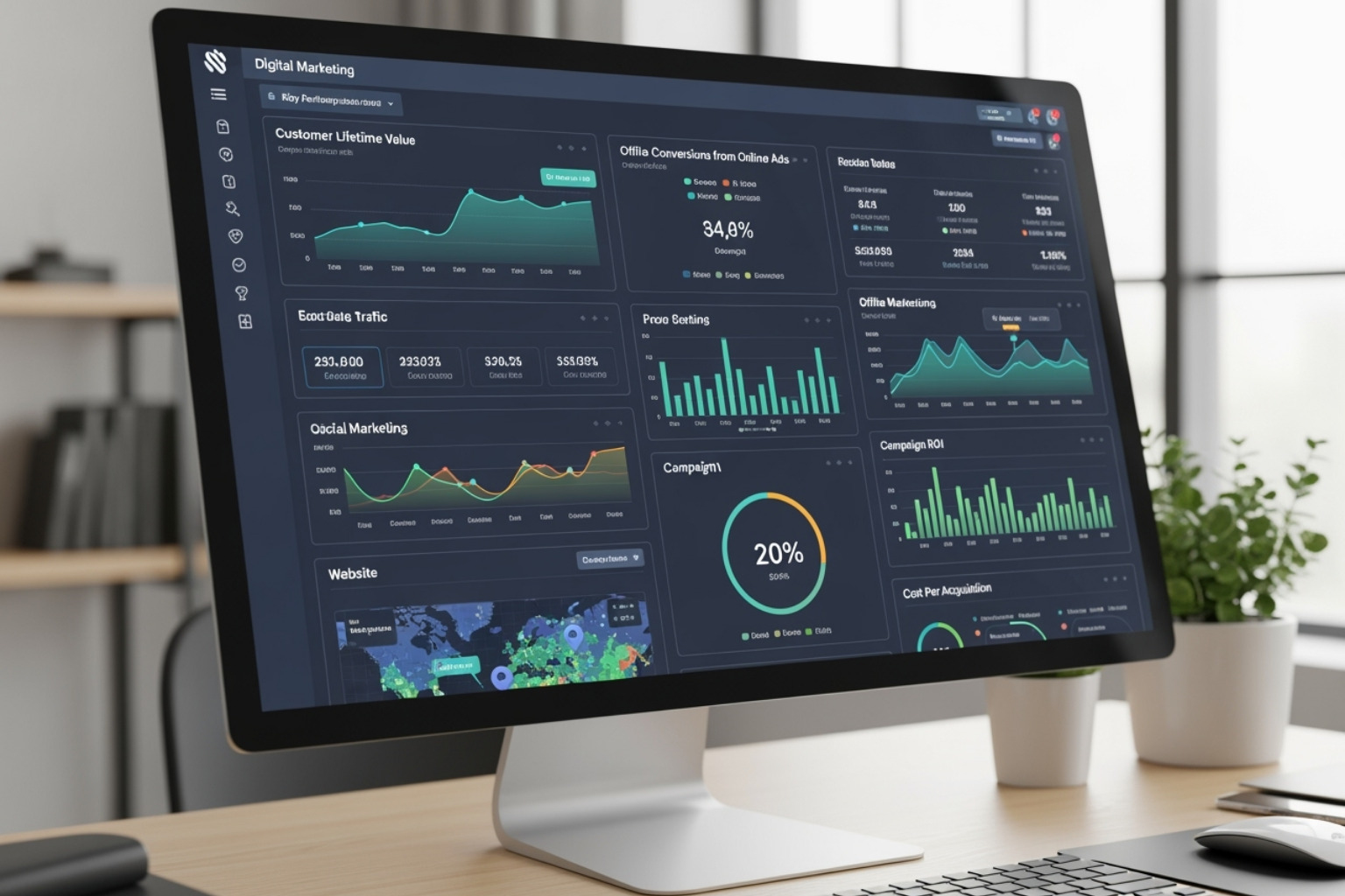 Marketing dashboard showing cross-channel KPIs - ai insights dualmedia