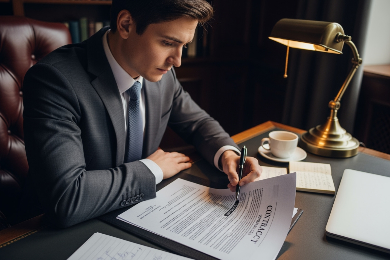 Image of a person carefully reading a contract document. -  motoassure bbb