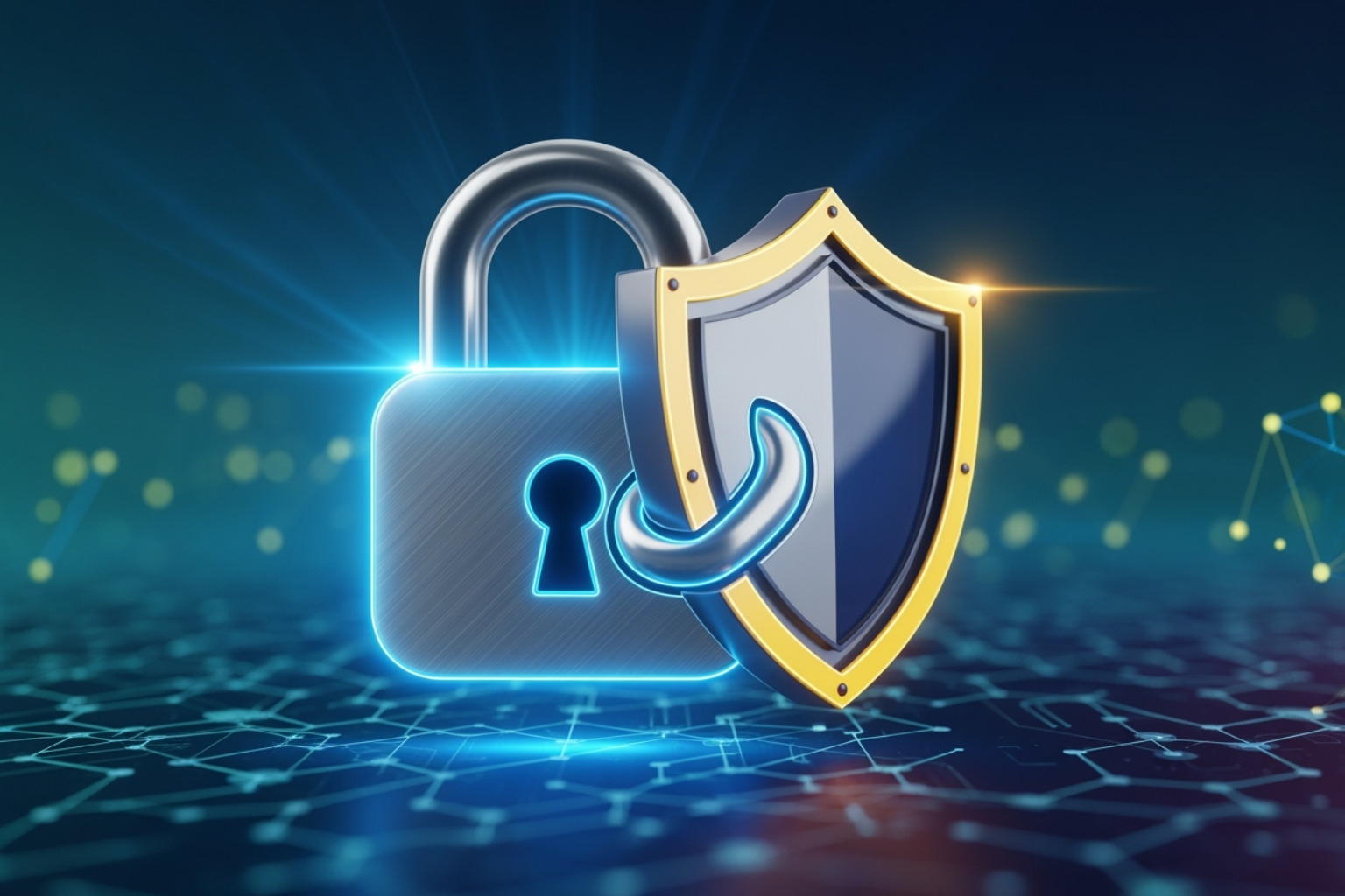 Digital lock and shield protecting crypto assets - crypto30x.com blockchain