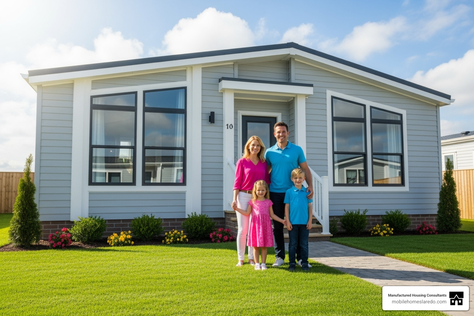 happy family standing in front of their new manufactured home - brand new manufactured homes near me happy family standing in front of their new manufactured home - brand new manufactured homes near me