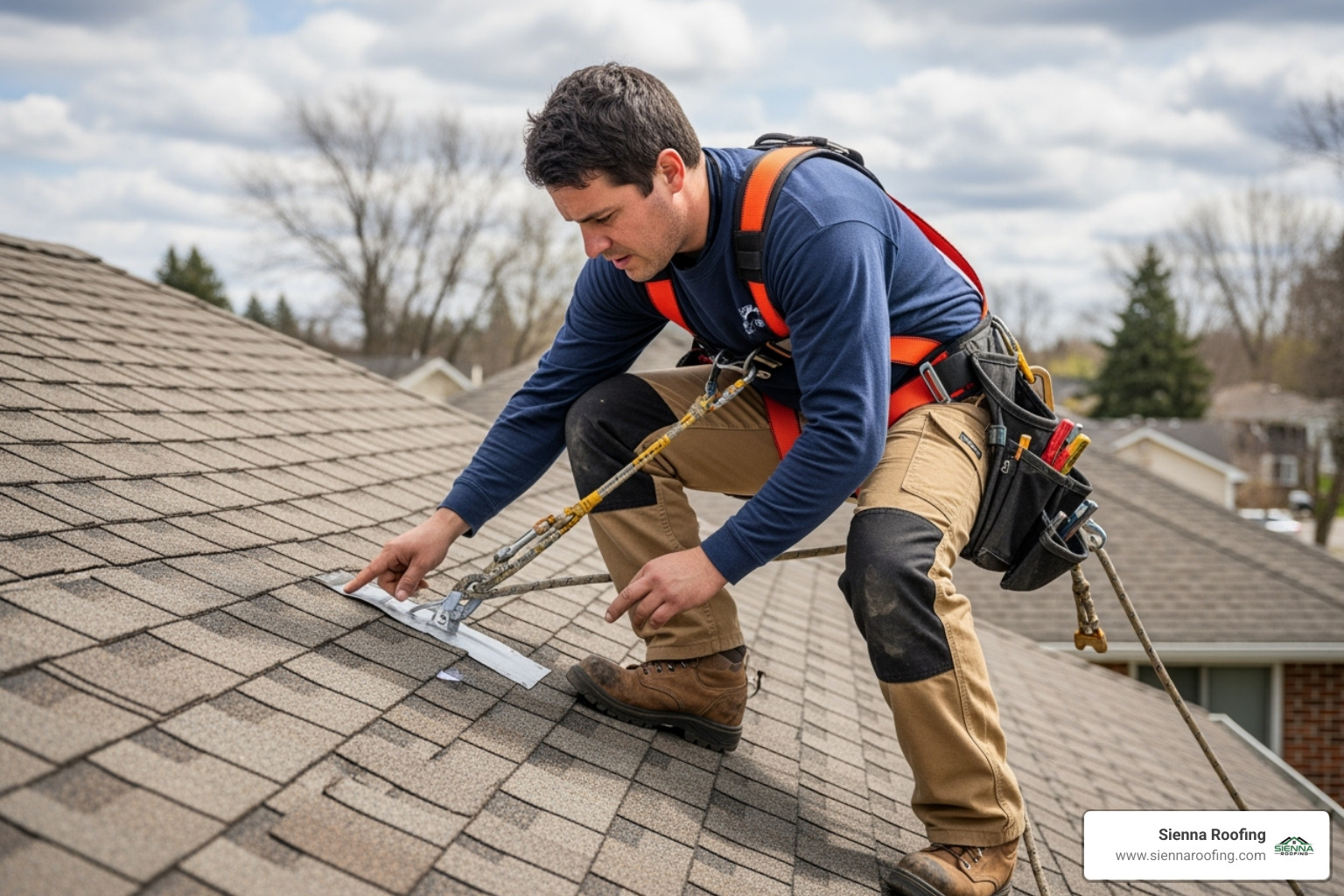 Certified roofer safely conducting a roof inspection - Expert roof repair