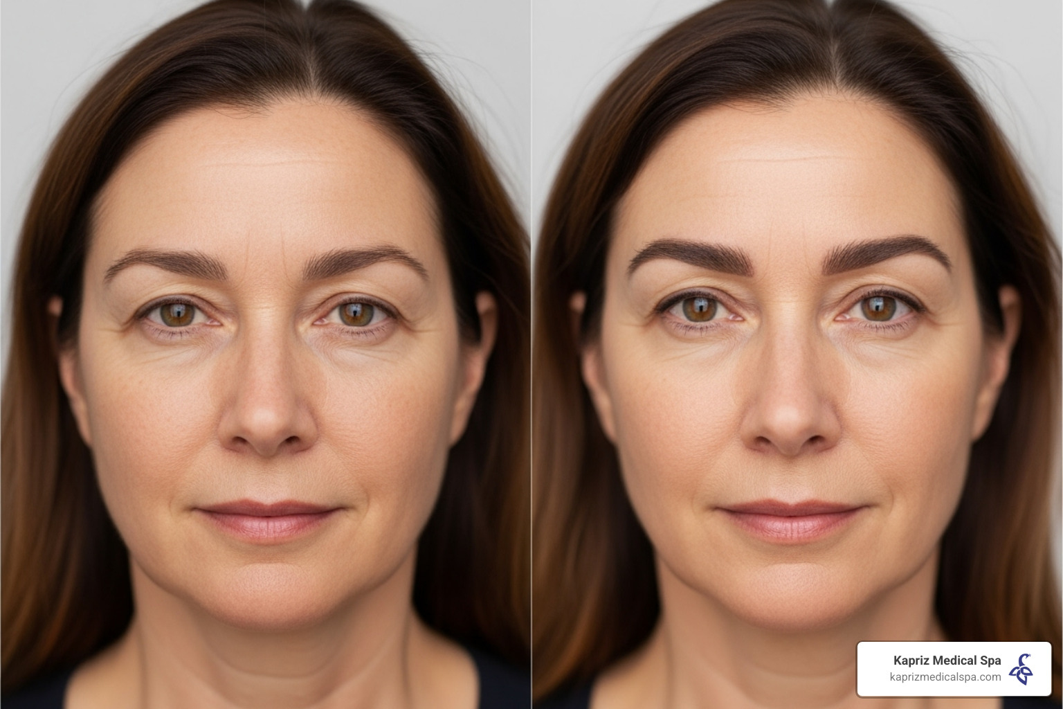Before-and-after photos showcasing a subtle brow lift result, highlighting improved brow position and open eyes - Subtle brow lift Before-and-after photos showcasing a subtle brow lift result, highlighting improved brow position and open eyes - Subtle brow lift