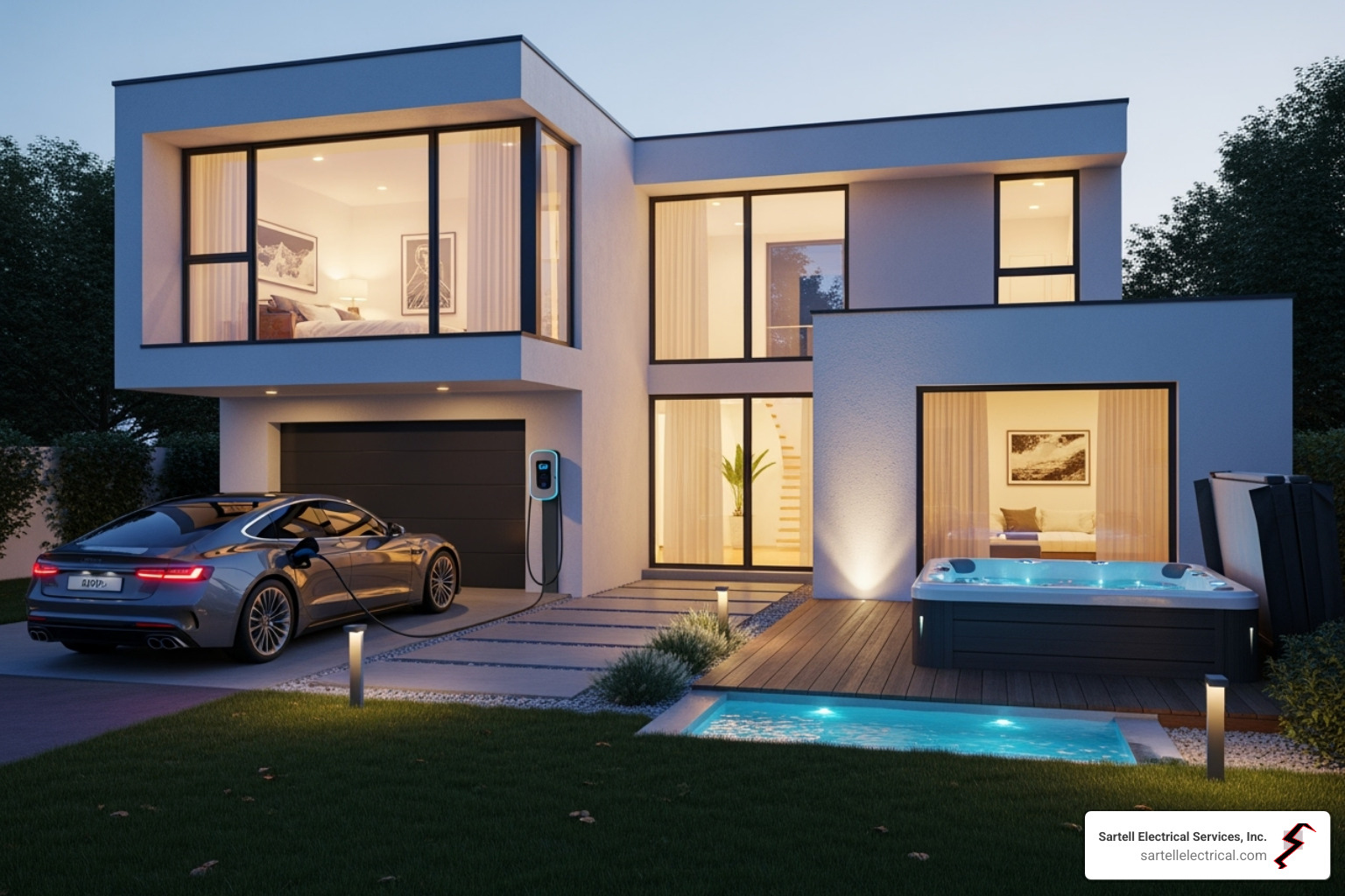 home with modern electrical demands like an EV charger and a hot tub - breaker panel upgrade home with modern electrical demands like an EV charger and a hot tub - breaker panel upgrade