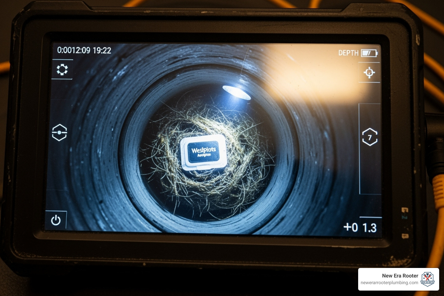 of a sewer camera inspection screen showing a blockage - drain cleaning cost of a sewer camera inspection screen showing a blockage - drain cleaning cost