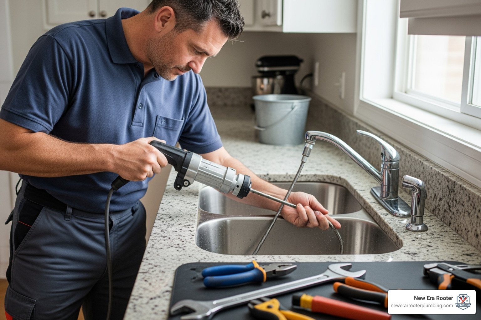 of a plumber using a professional drain snake on a sink drain - drain cleaning cost of a plumber using a professional drain snake on a sink drain - drain cleaning cost