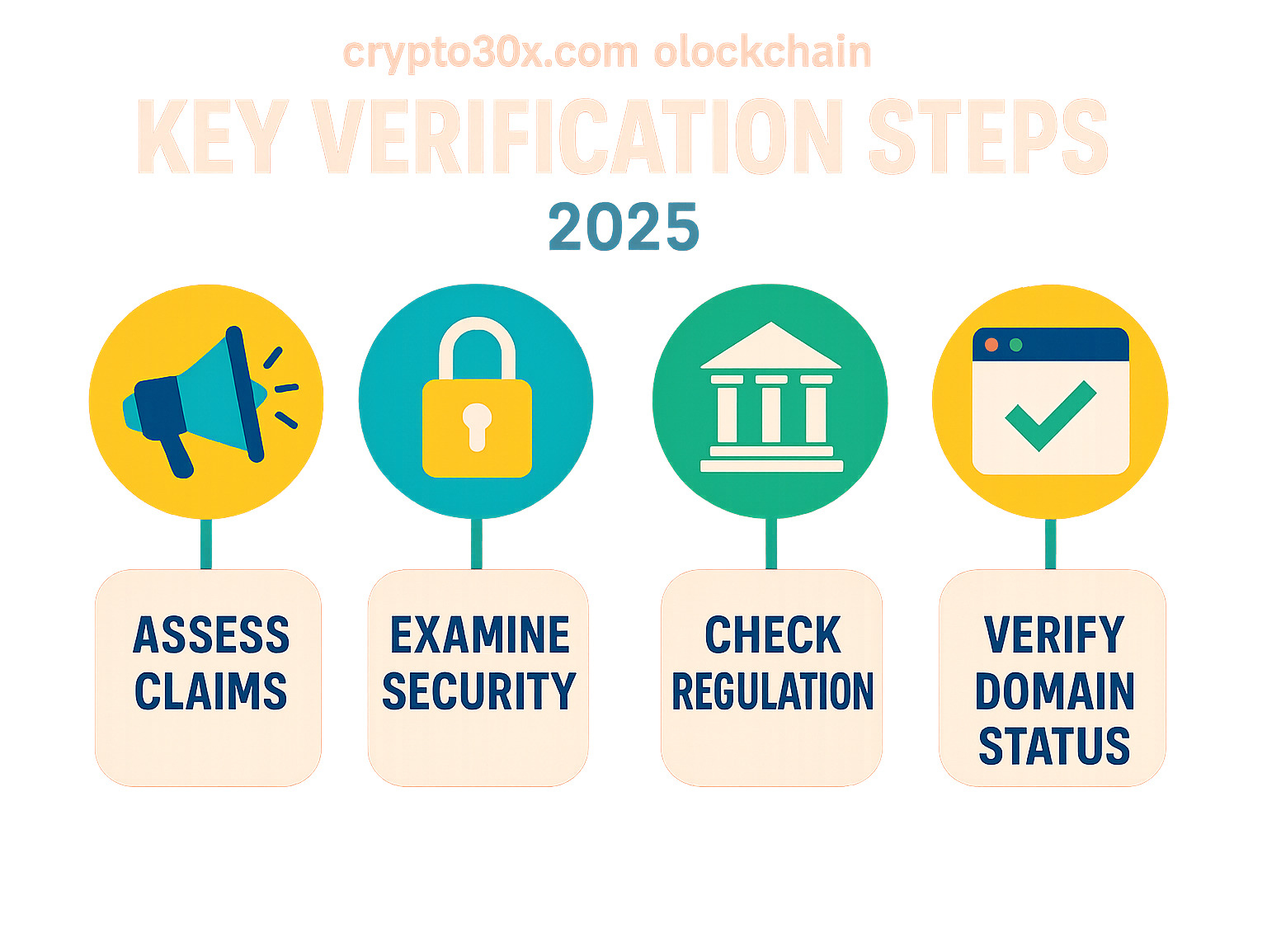 Infographic summarizing the key verification steps - crypto30x.com blockchain infographic 
