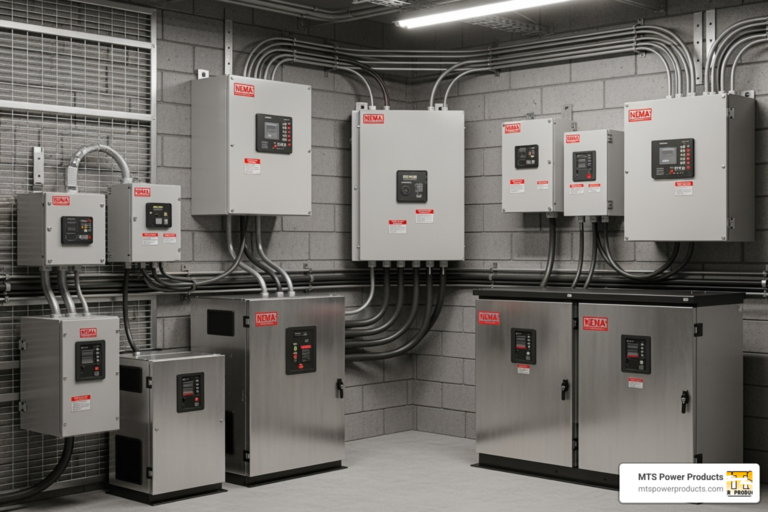 different ATS units, highlighting various sizes and NEMA ratings - automatic transfer switch for solar power