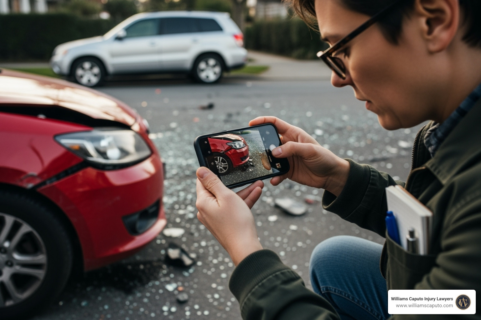 Person taking notes and photos with a smartphone after an incident - texas dog attack laws Person taking notes and photos with a smartphone after an incident - texas dog attack laws