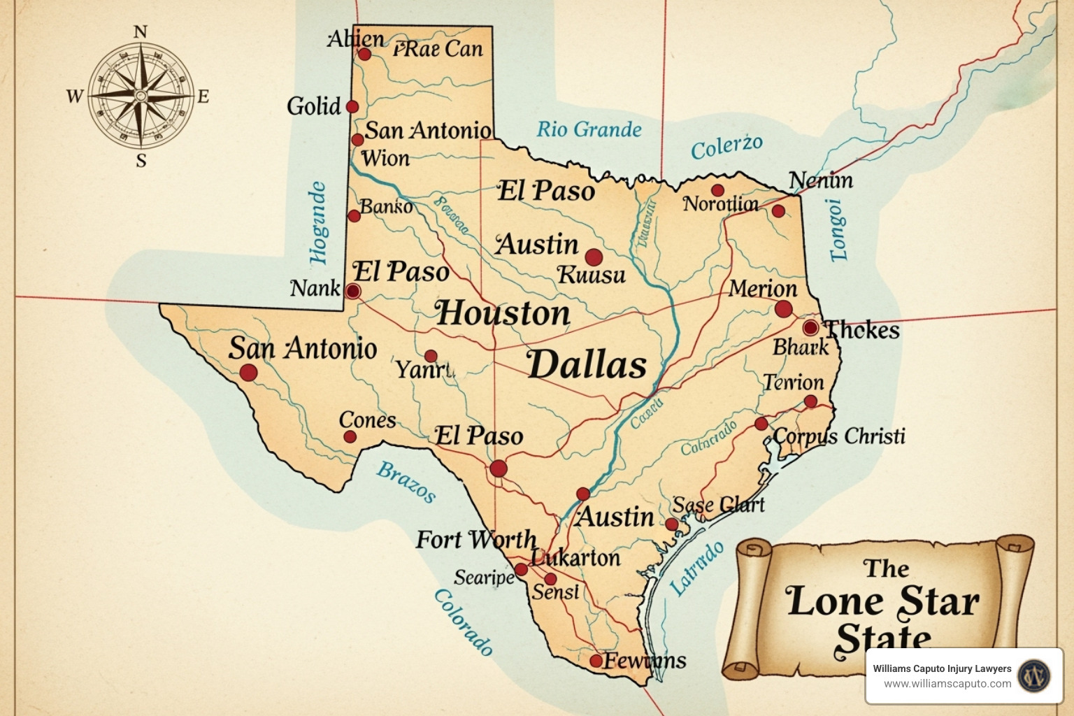 A map of Texas highlighting major cities like San Antonio, Houston, Dallas, and Austin - texas bite quarantine laws dog city
