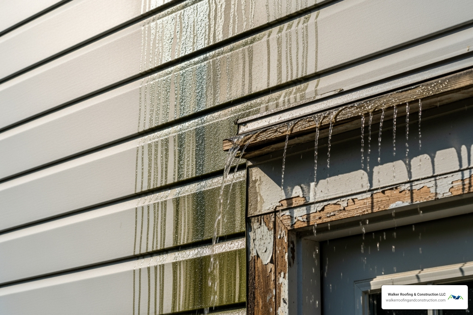 water stains on siding below a gutter - gutter guard installation cambridge ohio