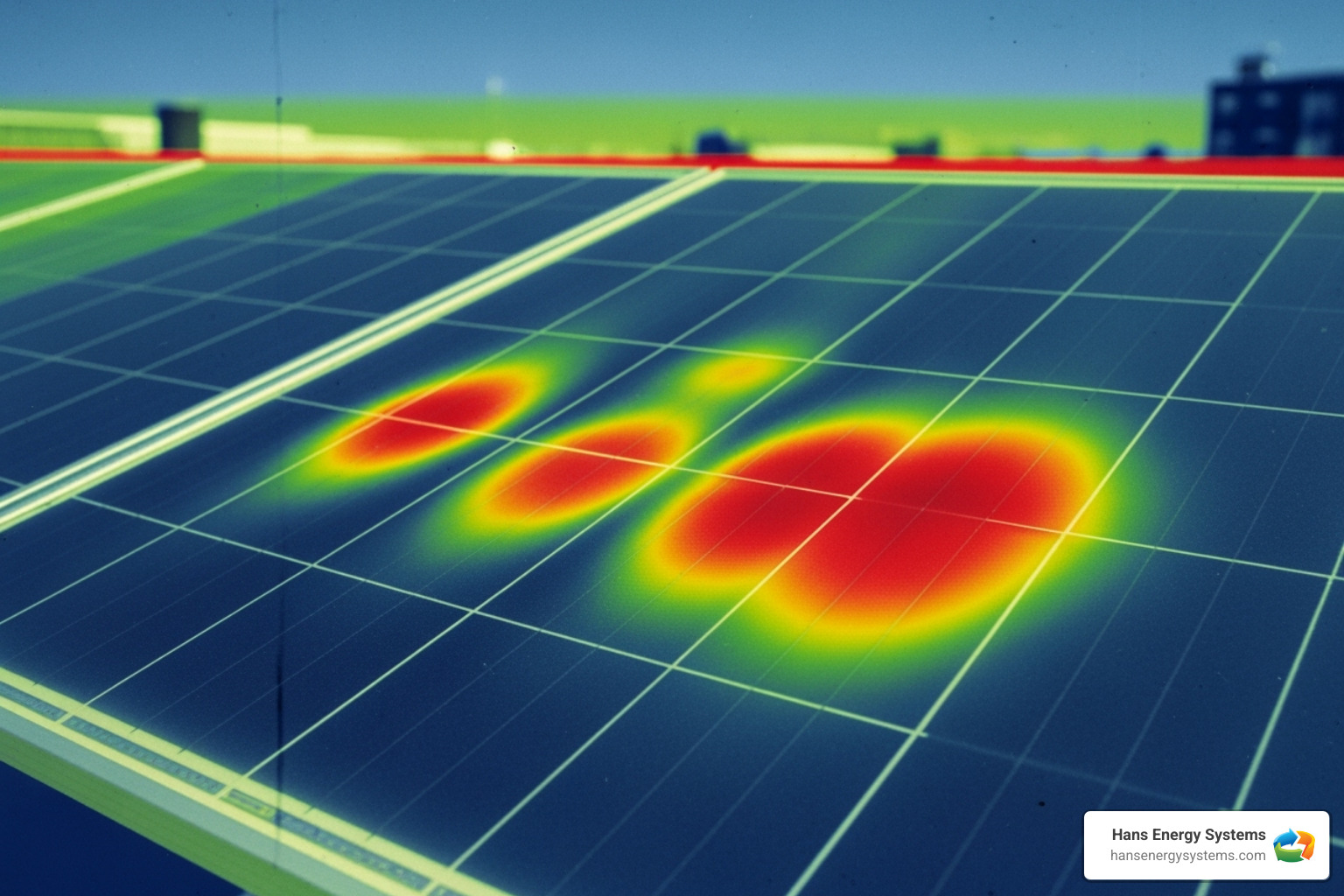 of a thermal camera image showing hot spots on a solar panel - solar energy repairs of a thermal camera image showing hot spots on a solar panel - solar energy repairs