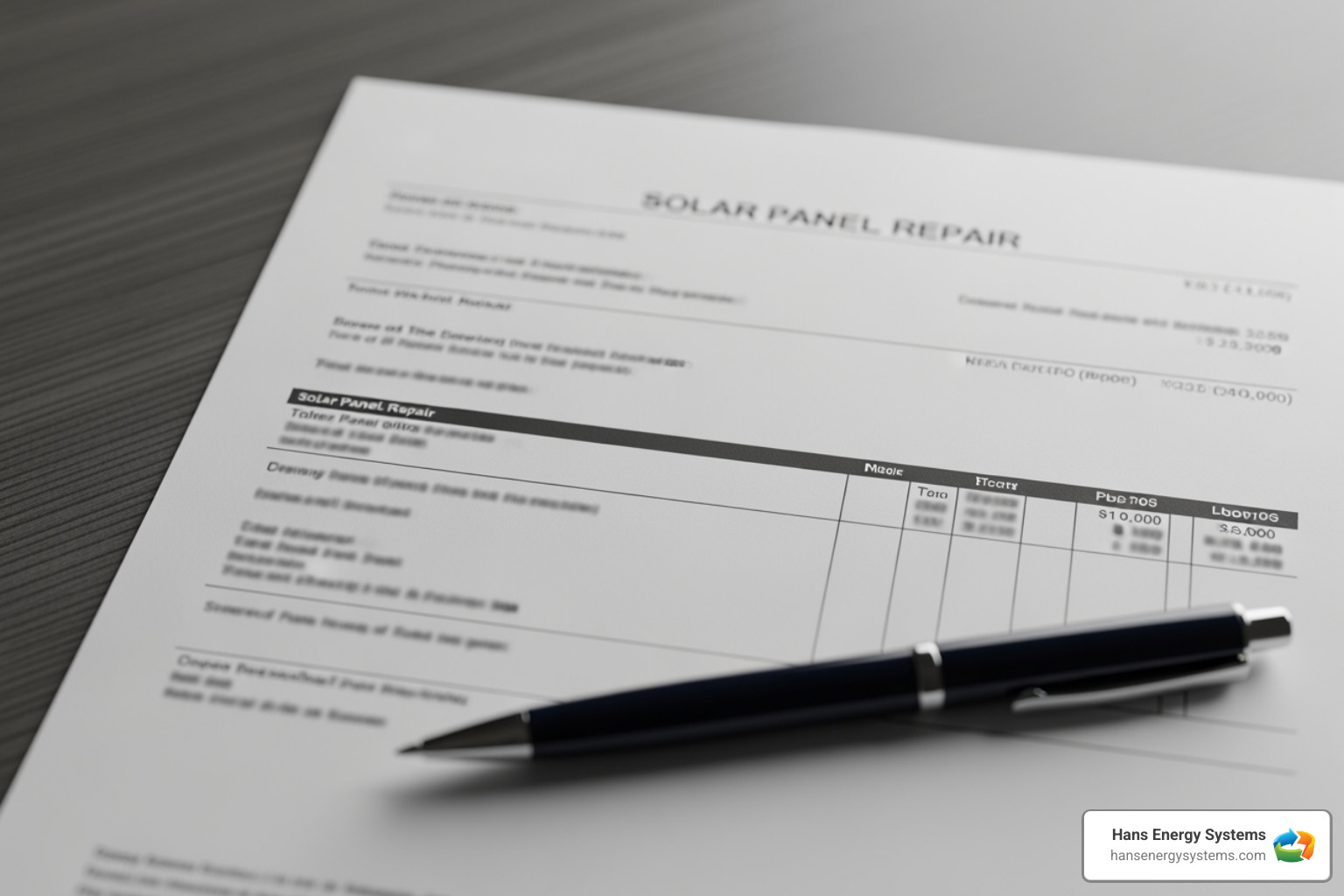 of an invoice or quote for a solar repair - solar energy repairs of an invoice or quote for a solar repair - solar energy repairs
