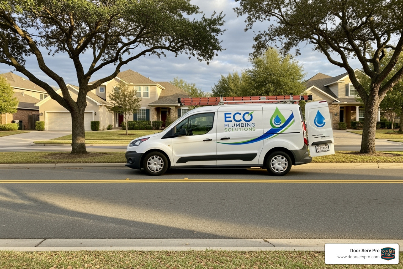 A Door Serv Pro service van in a Loudoun neighborhood - Loudoun garage door repair A Door Serv Pro service van in a Loudoun neighborhood - Loudoun garage door repair