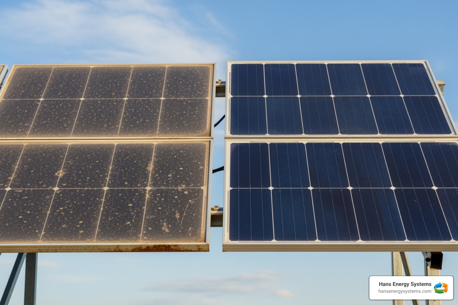 a weathered solar panel next to a new one - solar panel repair