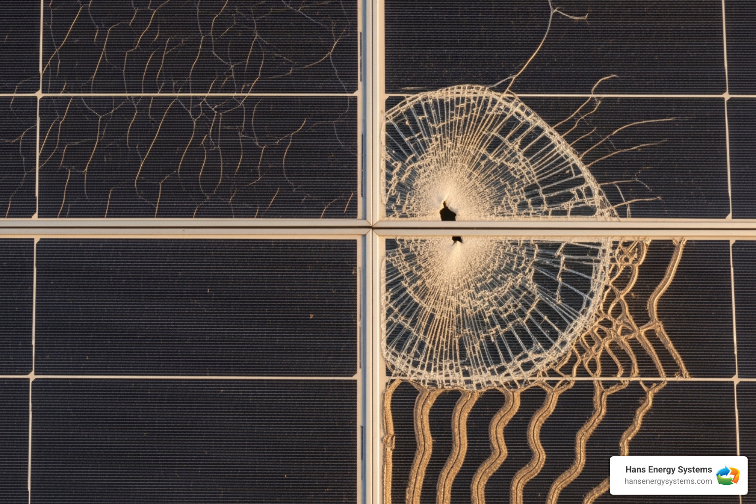 various types of panel damage like microcracks, shattered glass, and discoloration - solar panel repair