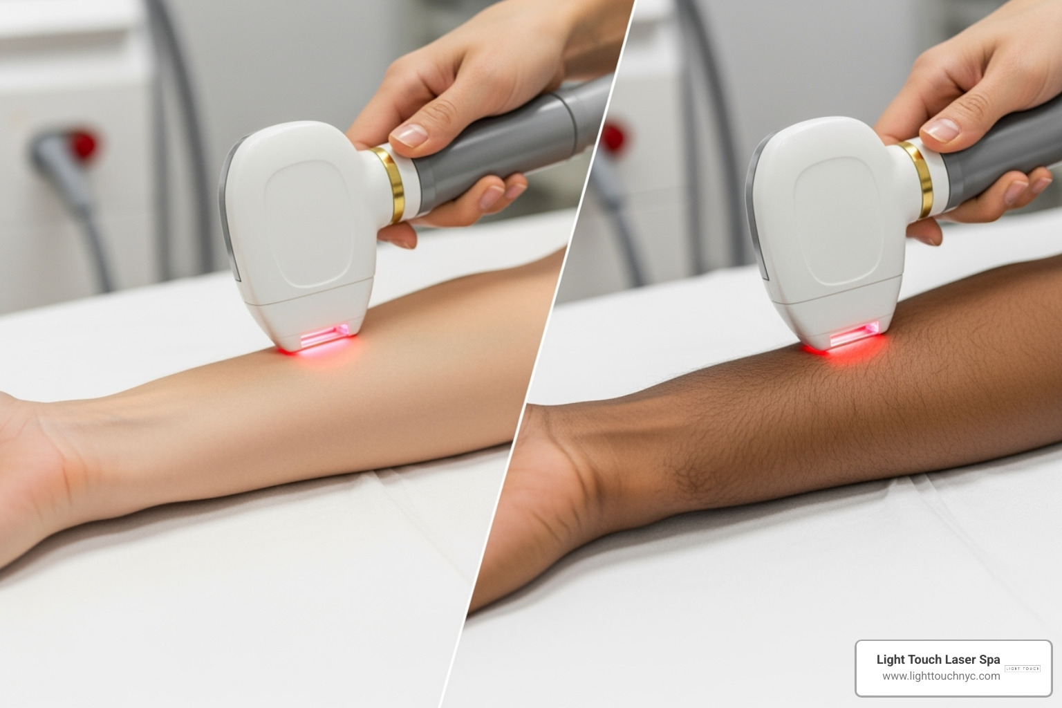 laser treatment on two different skin tones - how much is laser hair removal