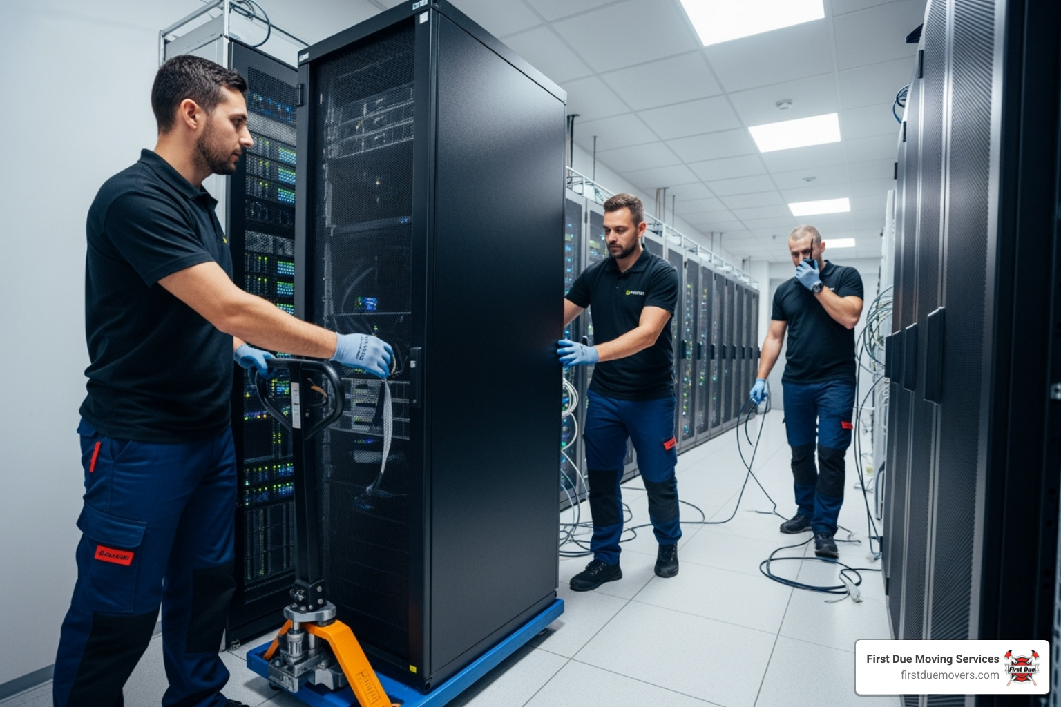 professional movers carefully handling IT equipment - Data center relocation professional movers carefully handling IT equipment - Data center relocation