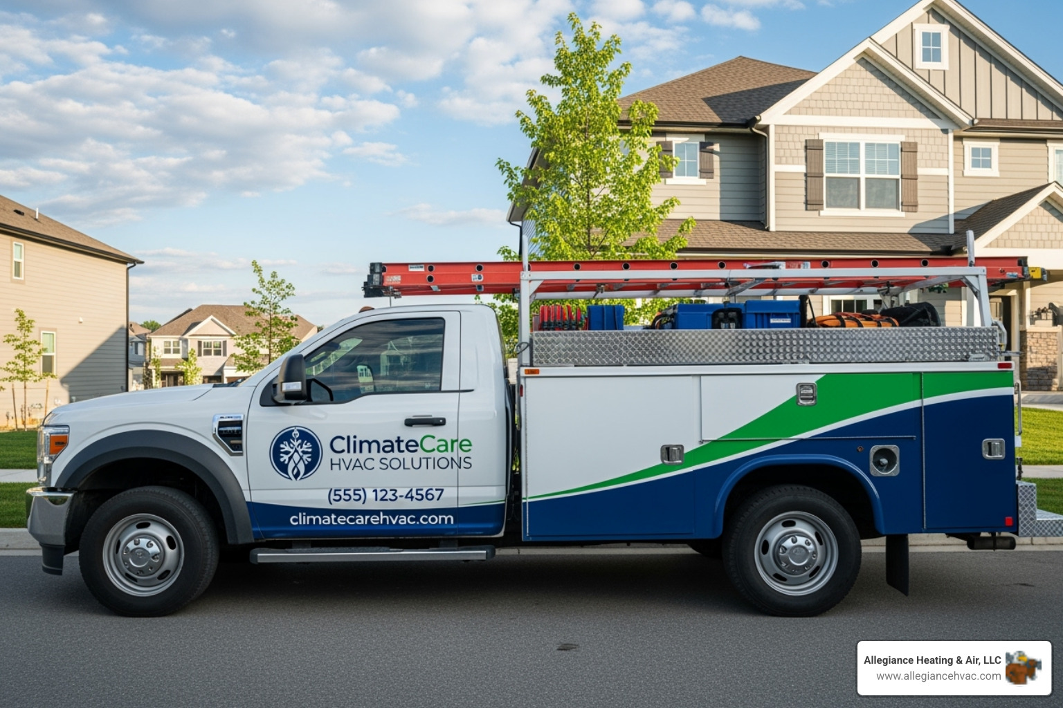 company truck with professional branding - heat and ac company