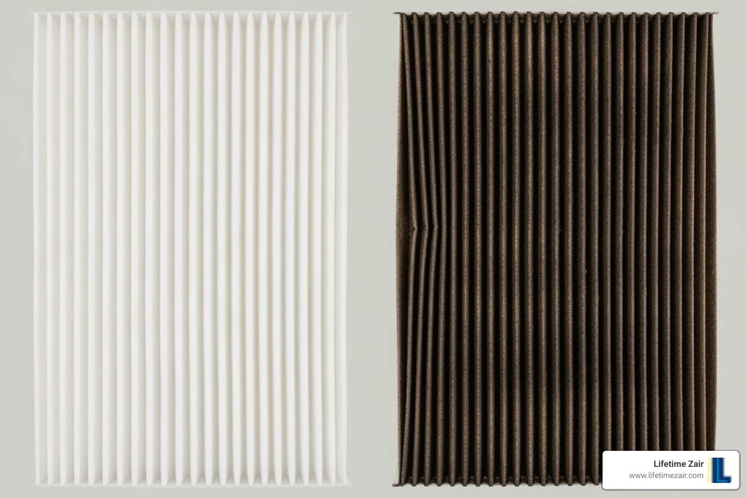 a clean vs. dirty furnace filter - Furnace blowing cold