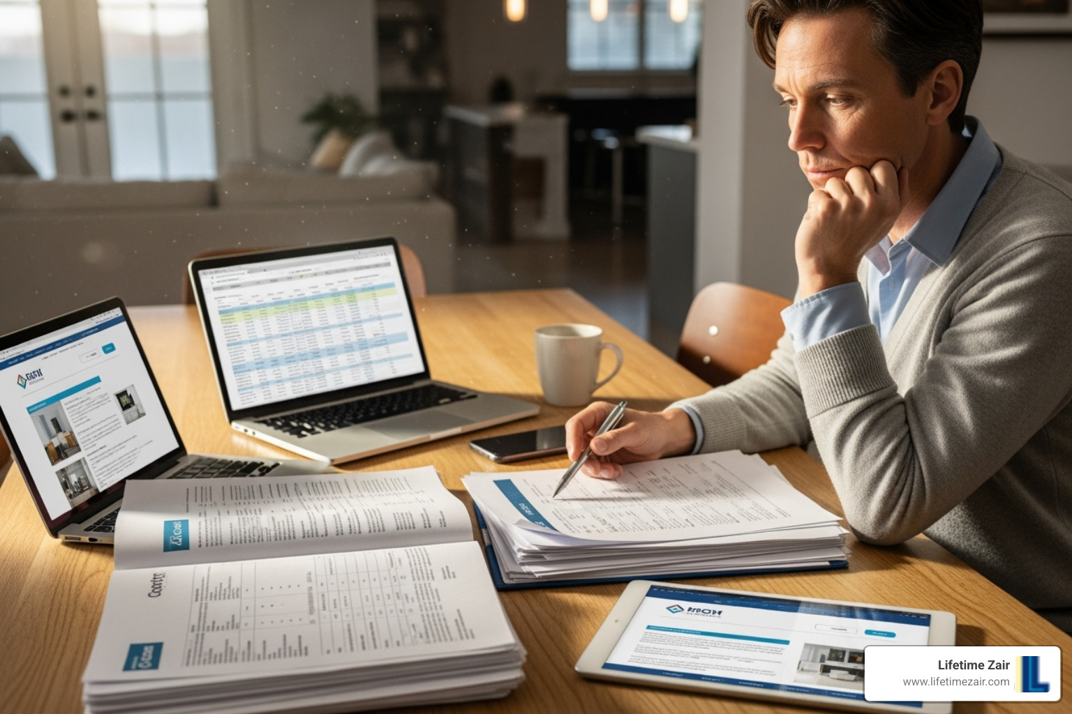 homeowner reviewing quotes from different contractors - how much to replace air conditioner homeowner reviewing quotes from different contractors - how much to replace air conditioner