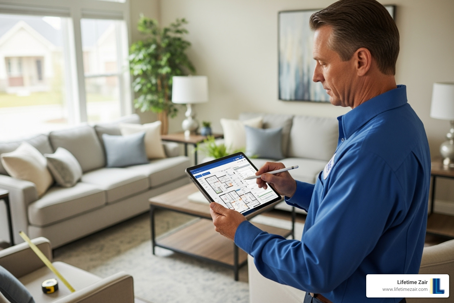 HVAC technician performing a load calculation - cheapest way to replace hvac system in farmers branch tx