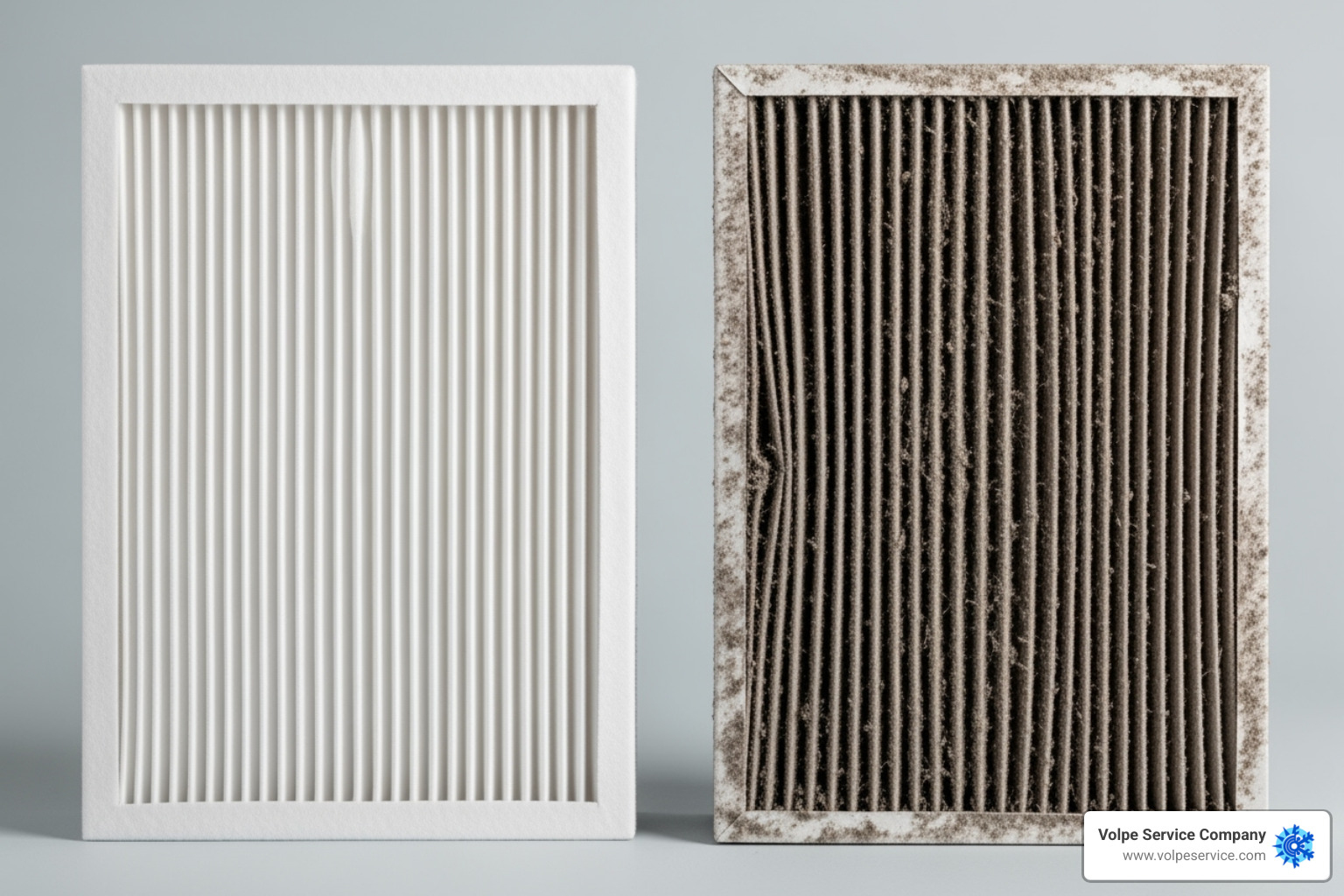 of a clean vs. a dirty HVAC air filter - HVAC system troubleshooting