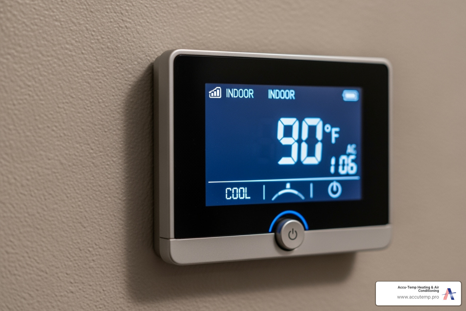 of an AC thermostat showing a high indoor temperature - ac repair daytona beach fl of an AC thermostat showing a high indoor temperature - ac repair daytona beach fl