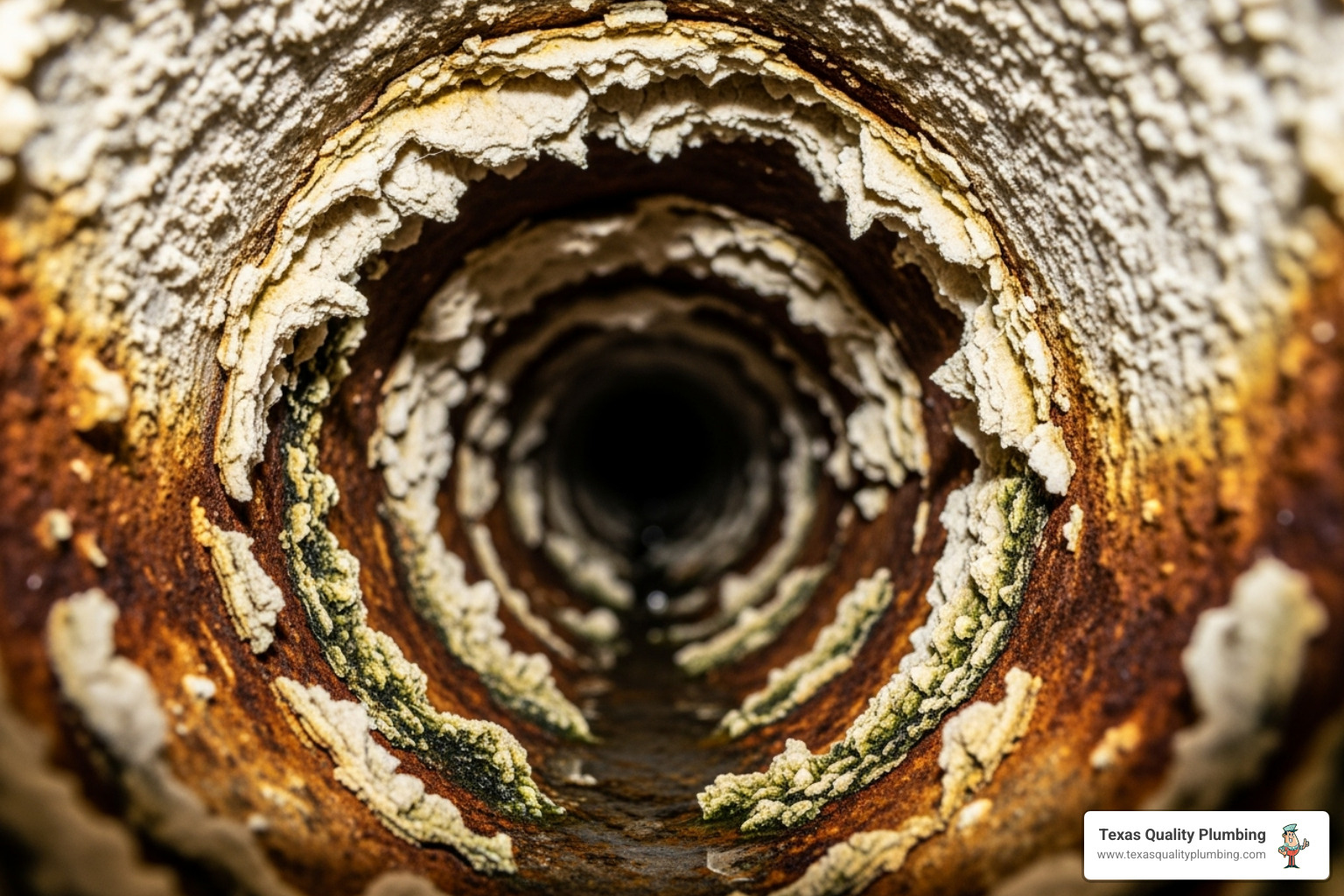 Image of a pipe clogged with mineral scale - houston water softener systems Image of a pipe clogged with mineral scale - houston water softener systems