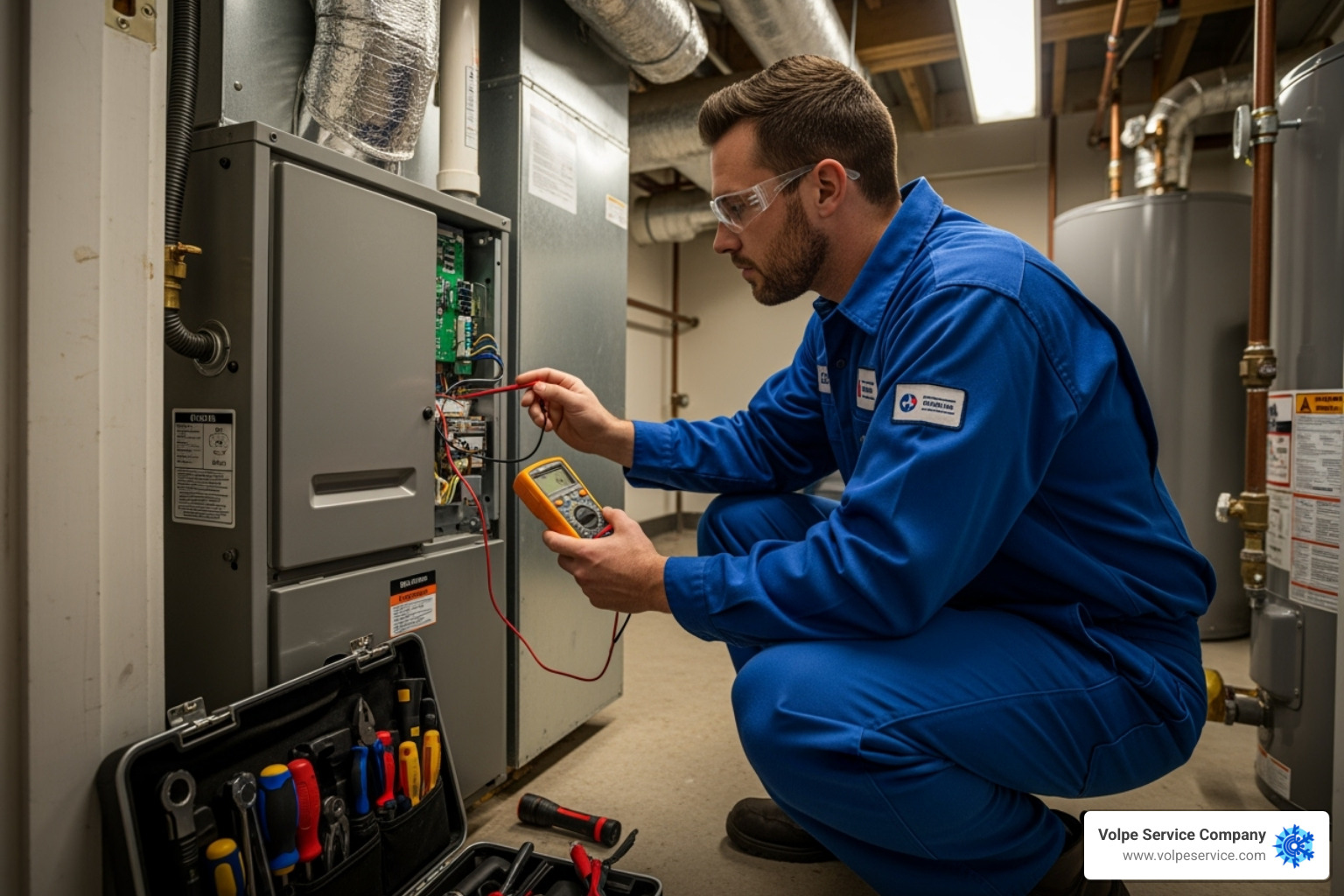 Certified technician inspecting a furnace unit - furnace repair New Jersey Certified technician inspecting a furnace unit - furnace repair New Jersey