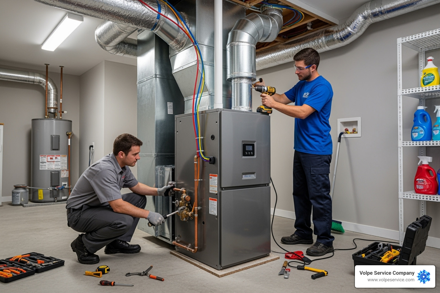 New high-efficiency furnace being installed - furnace repair New Jersey New high-efficiency furnace being installed - furnace repair New Jersey