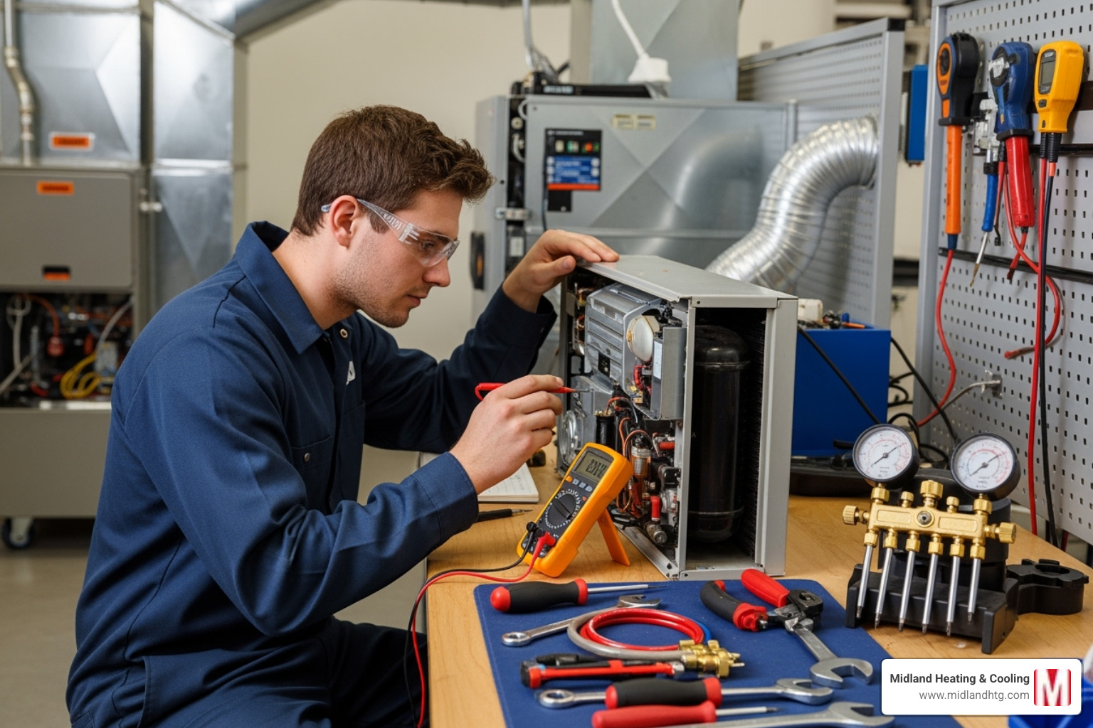HVAC student in a training workshop - Certified HVAC technicians