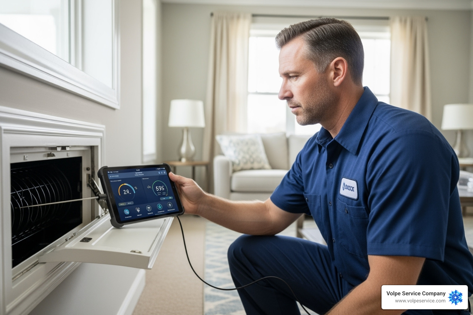 technician performing measurements for a load calculation - AC installation process