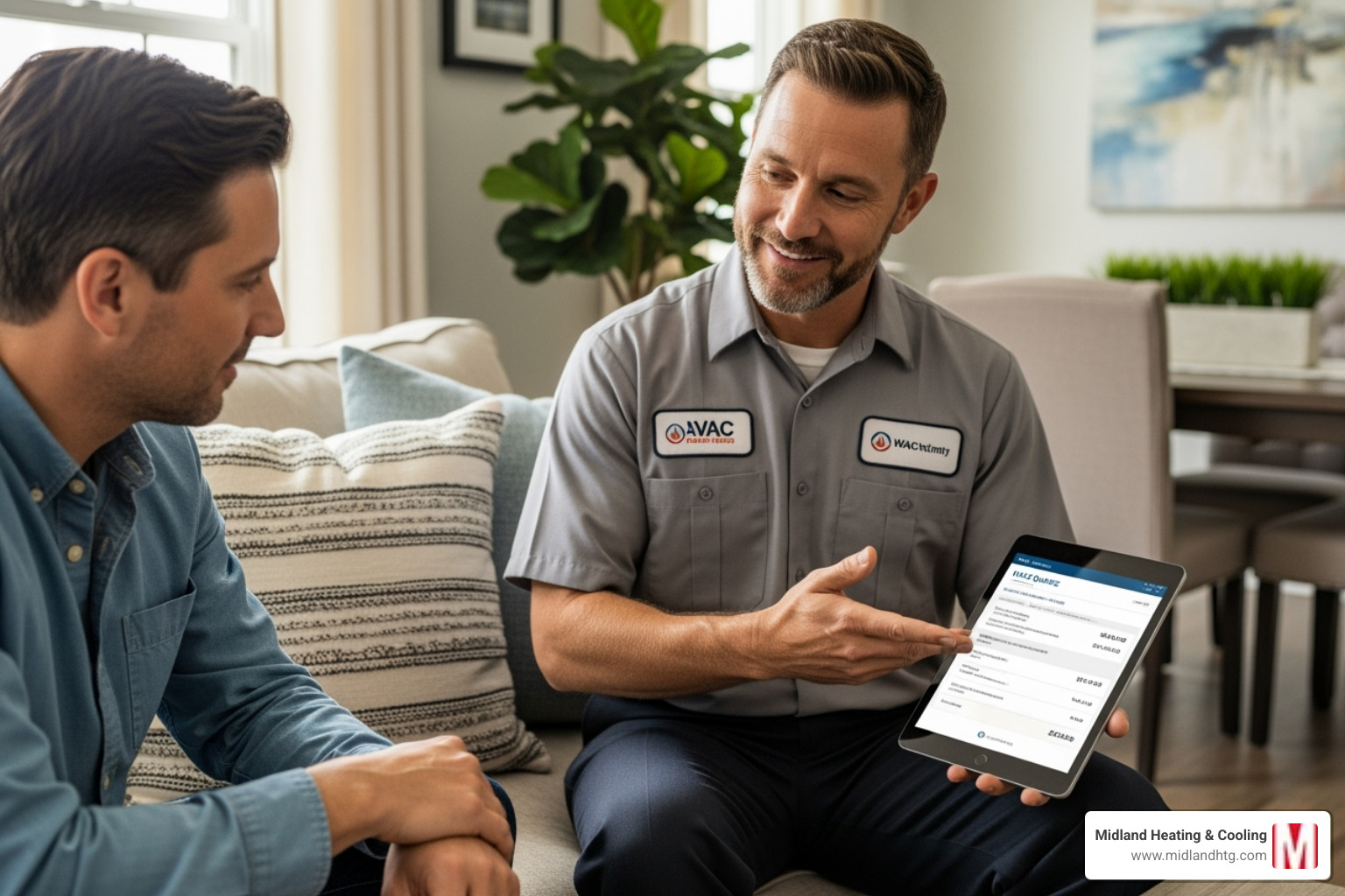 technician showing transparent quote - furnace repair minneapolis technician showing transparent quote - furnace repair minneapolis